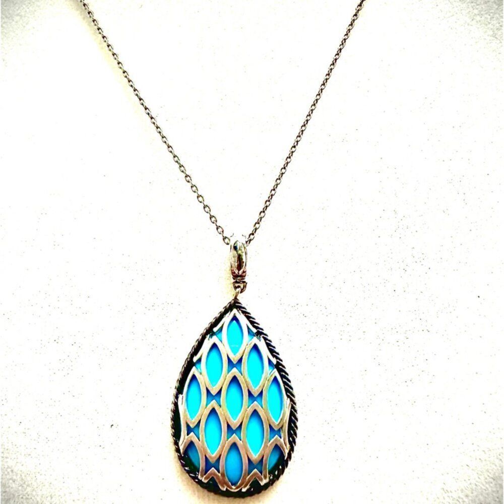 Hera Designer Sterling Silver 925 Turquoise Pendant and Adjustable Chain